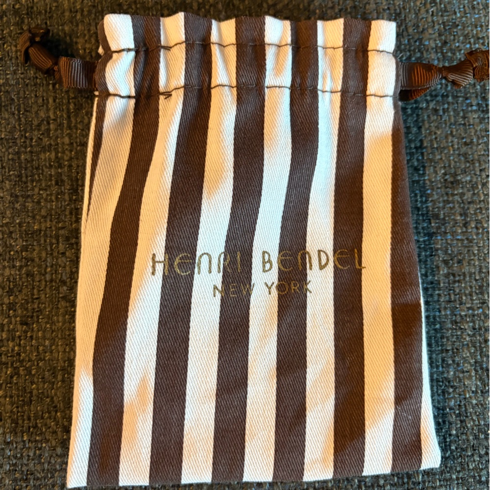 Henri Bendel Brown and White Striped Pouch